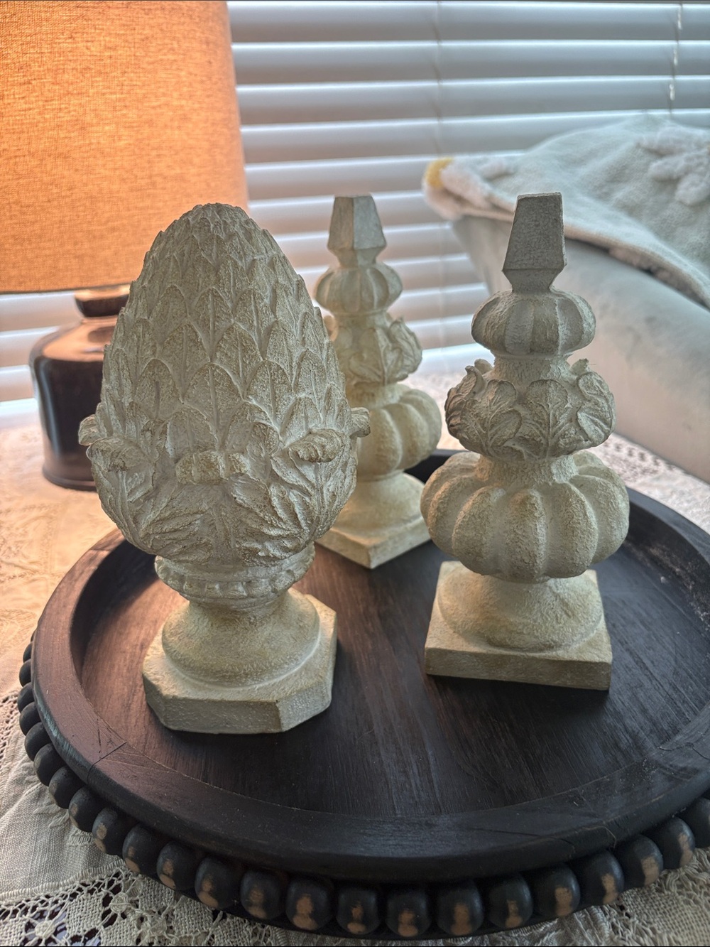 TRIO Resin Artichoke & Spires Finials French Country Farmhouse Cottagecore - Picture 6 of 16